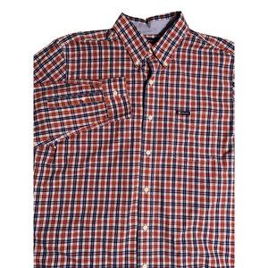 Chaps Large Long‎ Sleeve Navy & Orange Men’s Shirt Button Down Collar